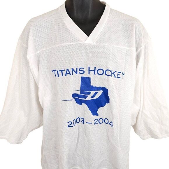 Vintage Titans Hockey Jersey Mens Size Small White Y2K Practice Dallas Texas - Picture 1 of 6